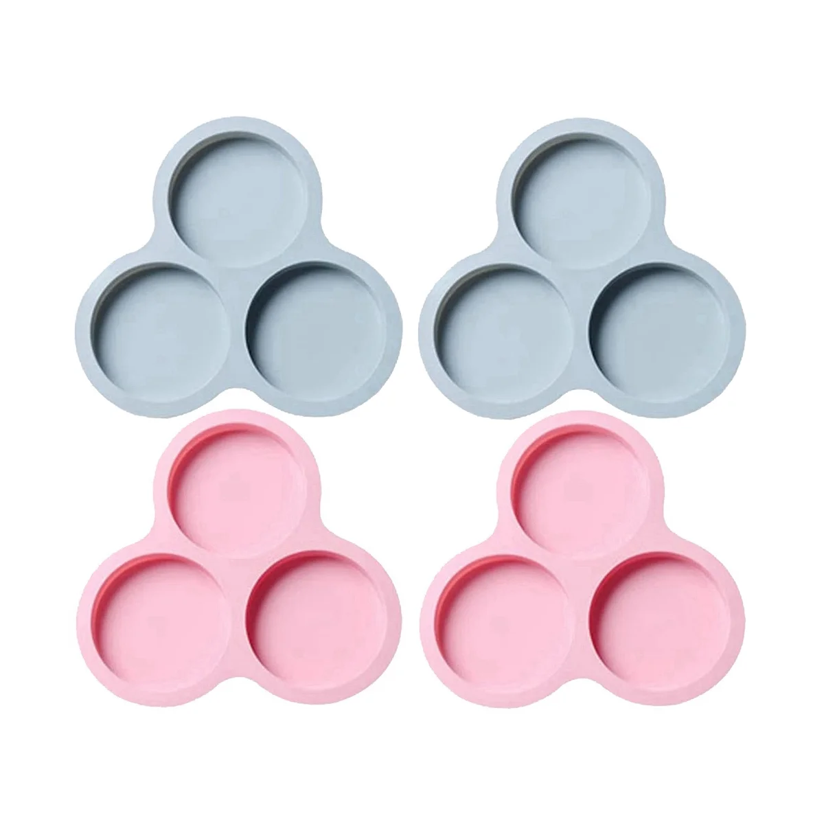 4 Pcs Silicone Egg Pan Reusable Egg Mold,Non-Stick Baking Pan 3 Cavity Silicone