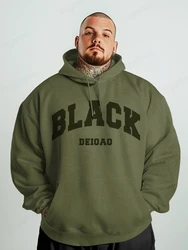 Biggmans Cotton Black Letter Print Loose Hoodies Autumn Winter Oversize Big Pockets Tops Harajuku Men Casual Long Sleeve Clothes