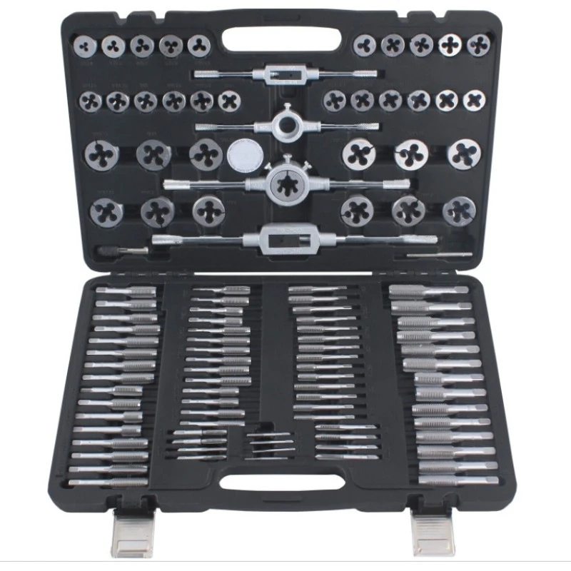 110-Piece Manual Threading Tap Wrench Screw Die Set, Metric and Imperial Thread Repair Kit with Taps Dies for DIY Tool Kit