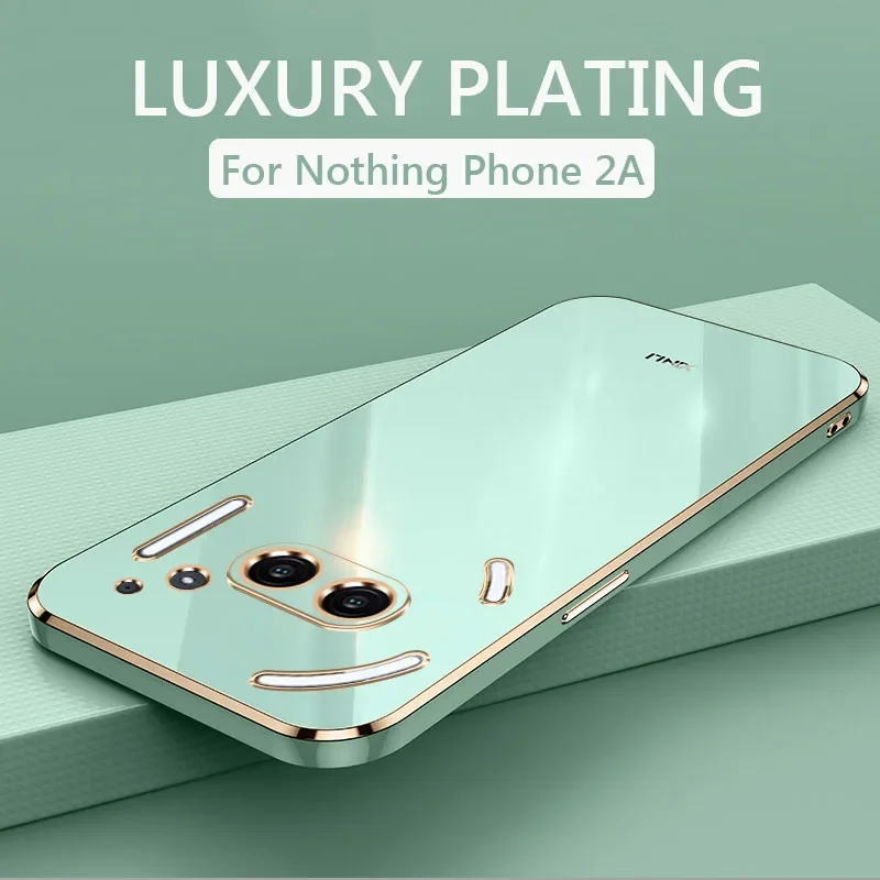 Funda On For Nothing Phone 2A Luxury Square Plating Phone Case NothingPhone2A ShockProof Soft Silicone Back Cover Cases Fundas