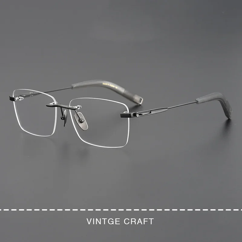 HDCRAFTER High Quality Rimless Glasses Men Women Titanium Eyeglasses Frames customize Prescription Graduated Eyeglasses Optical