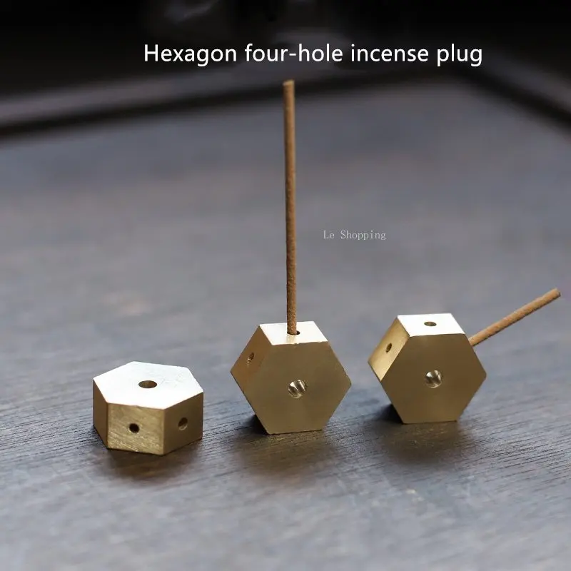 Hexagonal four-hole incense plug DIY manual straight plug oblique plug brass incense plug tray household indoor incense plug