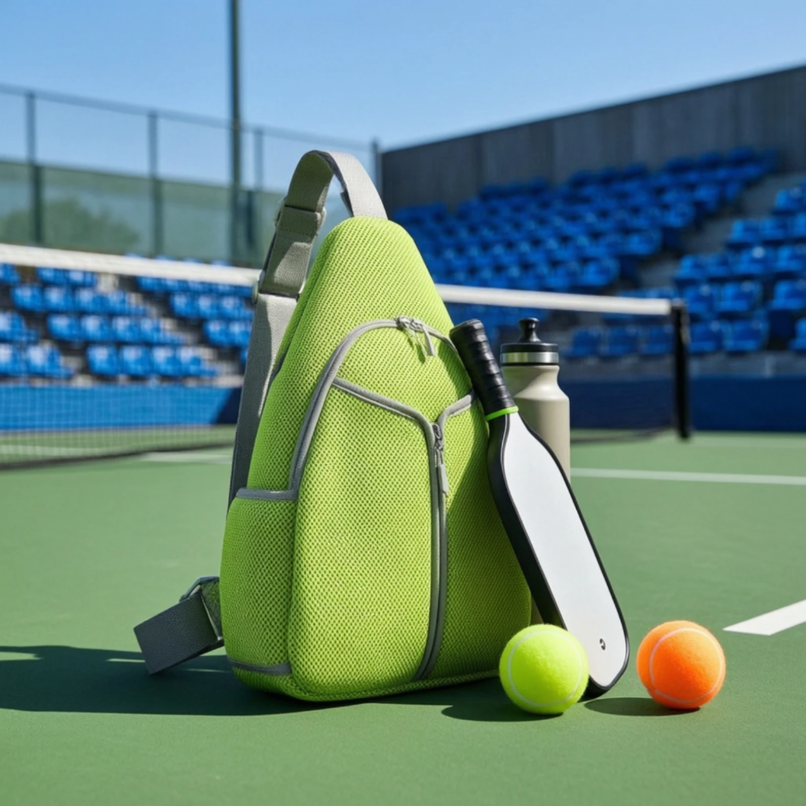 Racquet Sling Bag Lightweight Pickleball Bag Padded Comfortable for Commuters, Practice Sessions, Everyday Carry