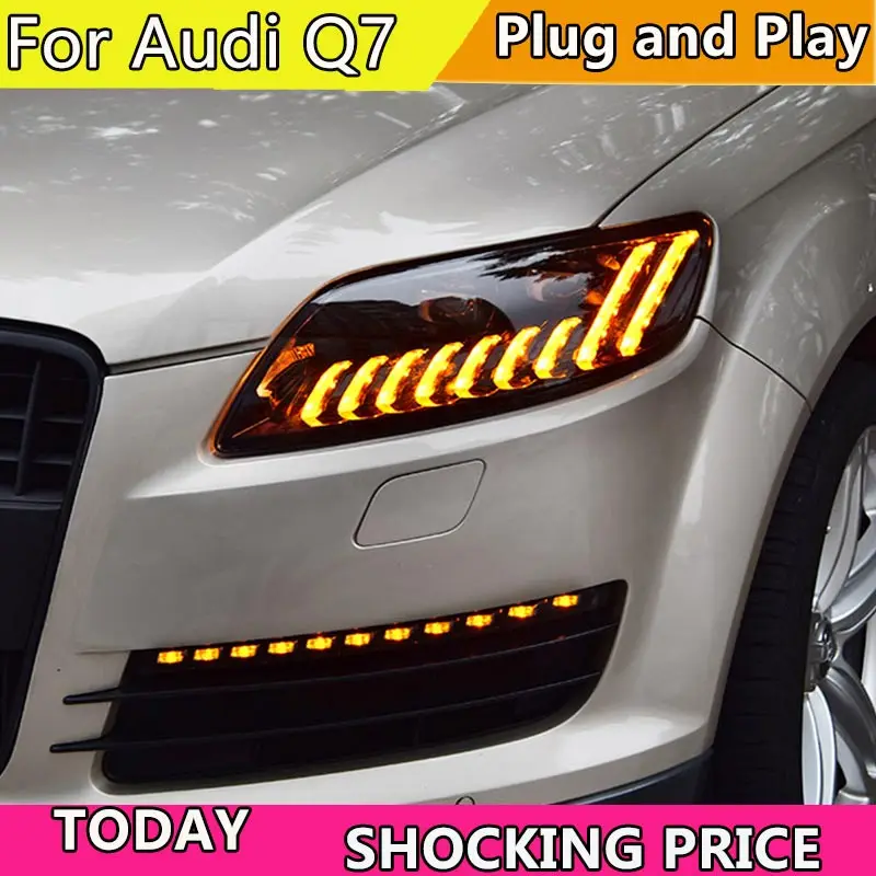 Car Headlights for AUDI Q7 2006-2015 Q8 Style Head Lights All LED DRL Moving Turn Signal Lamp LED Lens Headlamps Auto Assembly