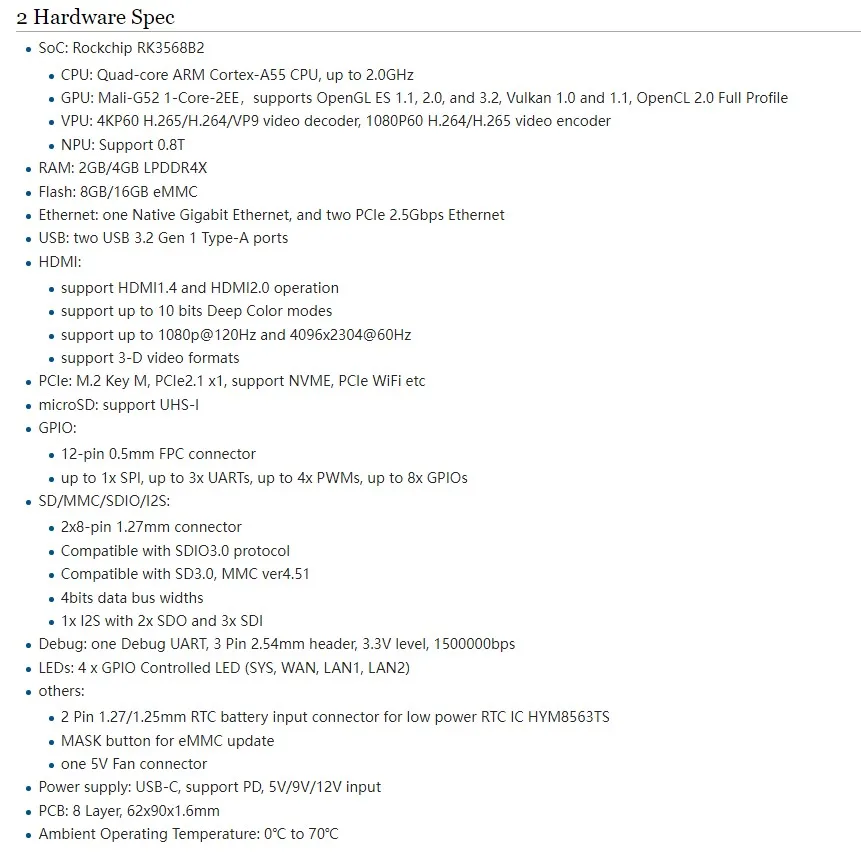 NanoPi R5S LTS Chlorer (4 Go LPDDR4X RAM/32 Go eMMC) Rockchip RK3568B2 Quad-Cortex-A55 CPU 2.0GHz,2x PCIe 2.5Gbps Ethernet,OpenWRT