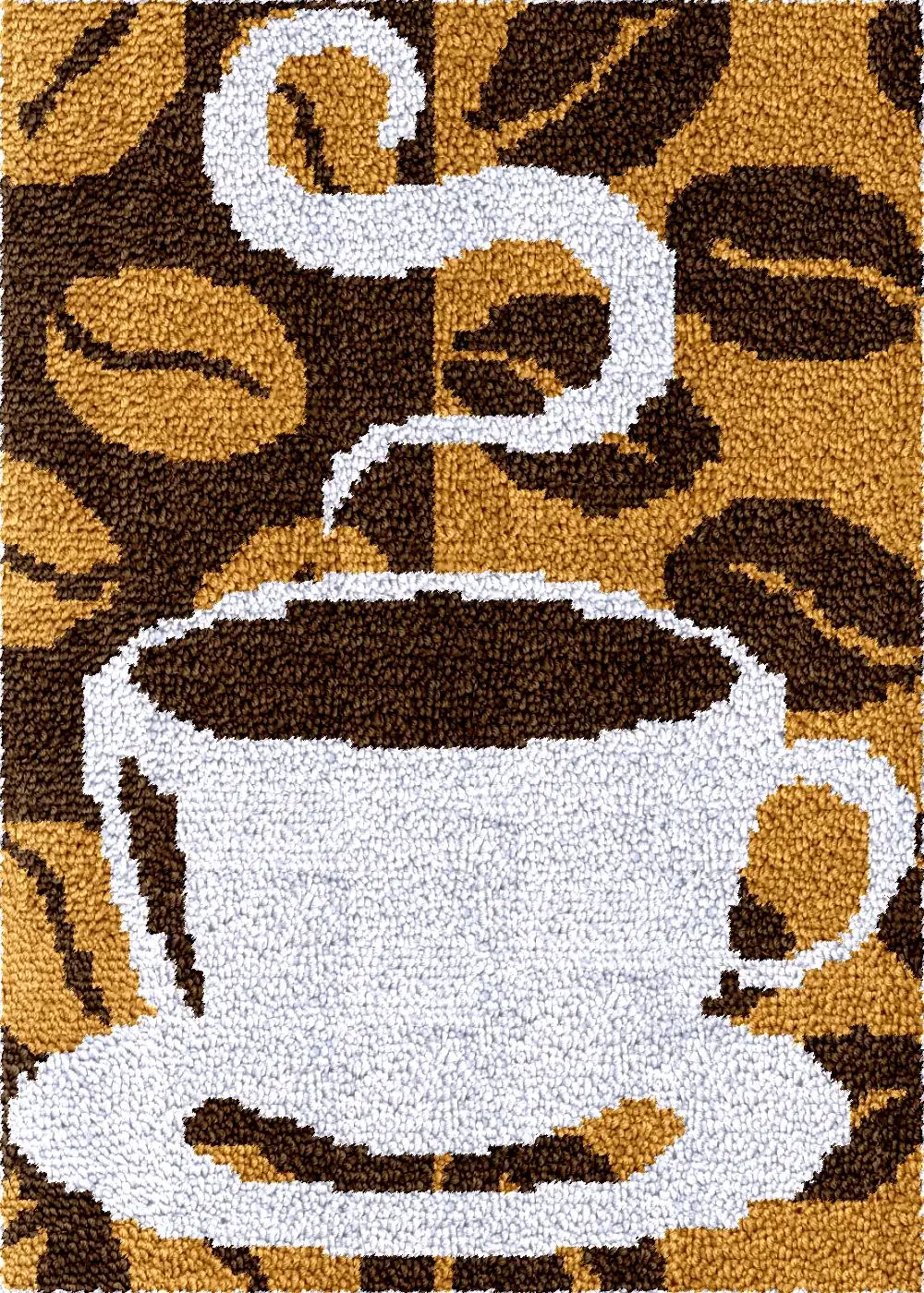 large Latch hook kits Rug with printed Coffee cup Carpet embroidery Crafts for adults making diy bas Hobby alfombras con gancho