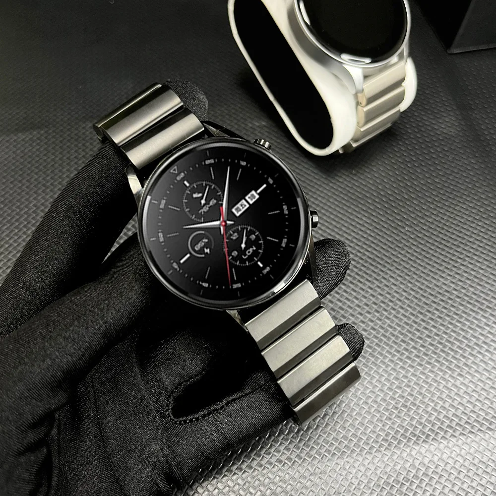 Suitable for Samsung for Huawei 2/3 PRO Watch Strap 22mm Large Particle One-Bead Flat Buckle Titanium Alloy Strap