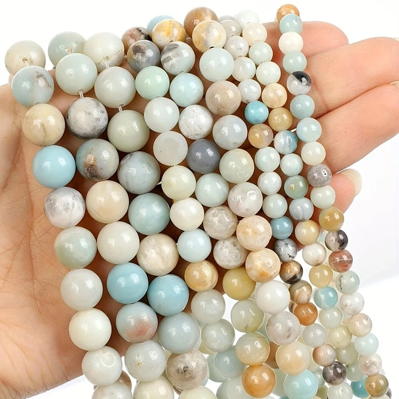 Natural Stone Amazonite Beads Round Loose Spacer 4 6 8 10 12mm Pick Size For Jewelry Making Diy Necklace Bracelet Accessory