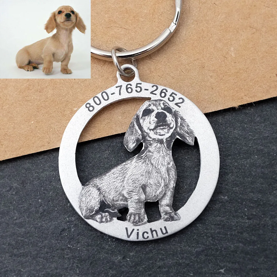 

Custom Name Pet ID Tag, Personalized Dog Tag, Cat Photo Collar Tag, Pet Picture Tag, Pet Accessories