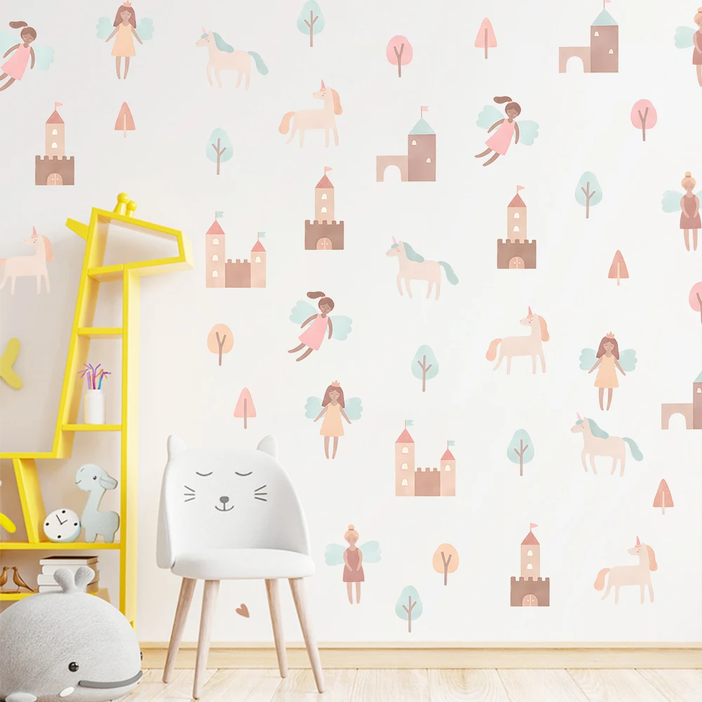 Boho style Castle Fairy Elf Wall Stickers for Kids Rooms Gir