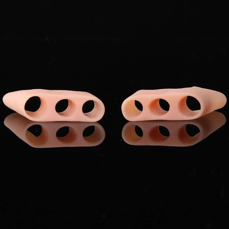 2pcs/pair Toe Separator Adjuster Silicone 3 Holes Toe Splitter Correction Foot Care Tools For Women Girls Pedicure Divider Care