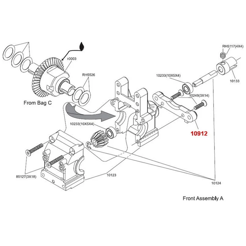 Piezas de repuesto de fijación del brazo inferior delantero, accesorios Eat 10912 para VRX Racing RH1043 RH1045 RH1045SC RC, actualización de coche