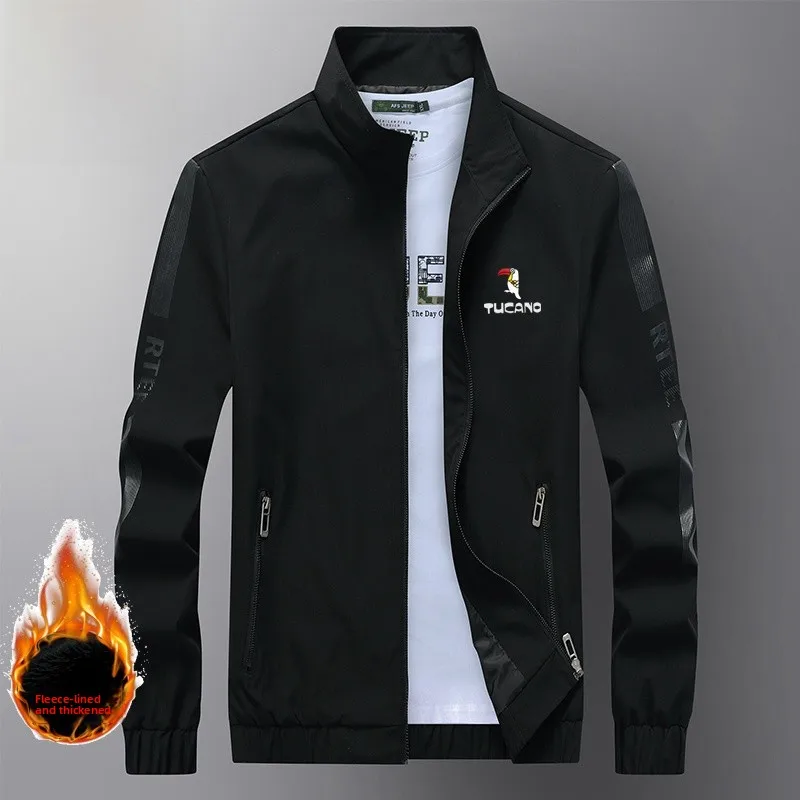 

TUCANO Men's Fce Lined Casual Jaet Spring Autumn Stand Collar Versatile Outerwear Faionable Urban Sle Long Sve