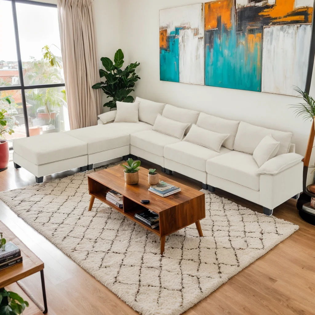 

6-Seat Sectional Sofa U-Shaped Couch with Armrest Bags Freely Combinable Sofa Bed Indoor Furniture for Living Room