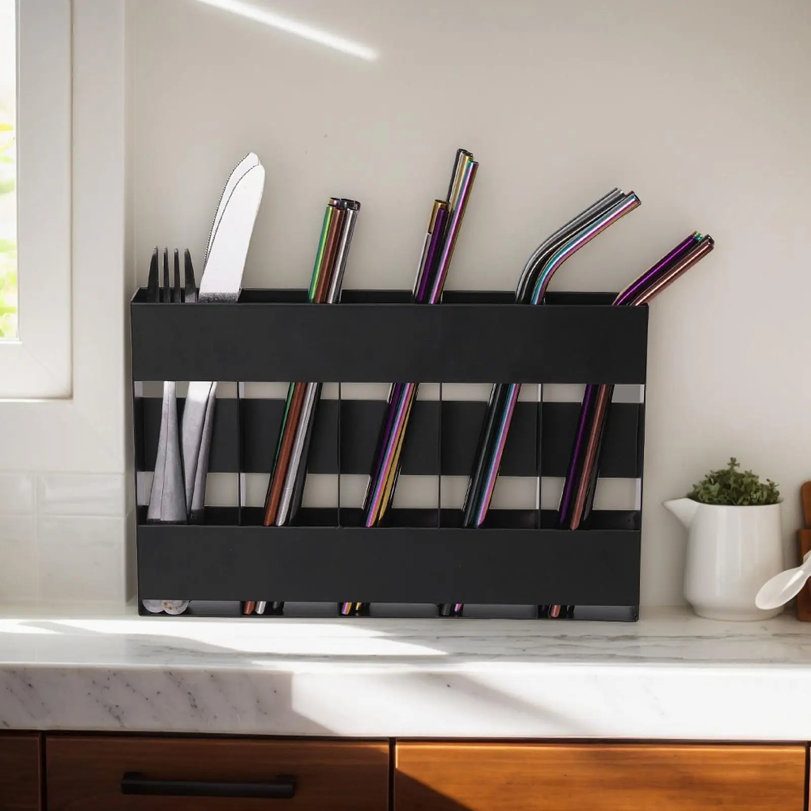 حامل من القش موزع شفاطات للشرب قابل لإعادة الاستخدام لحفلات طاولة الخزانة