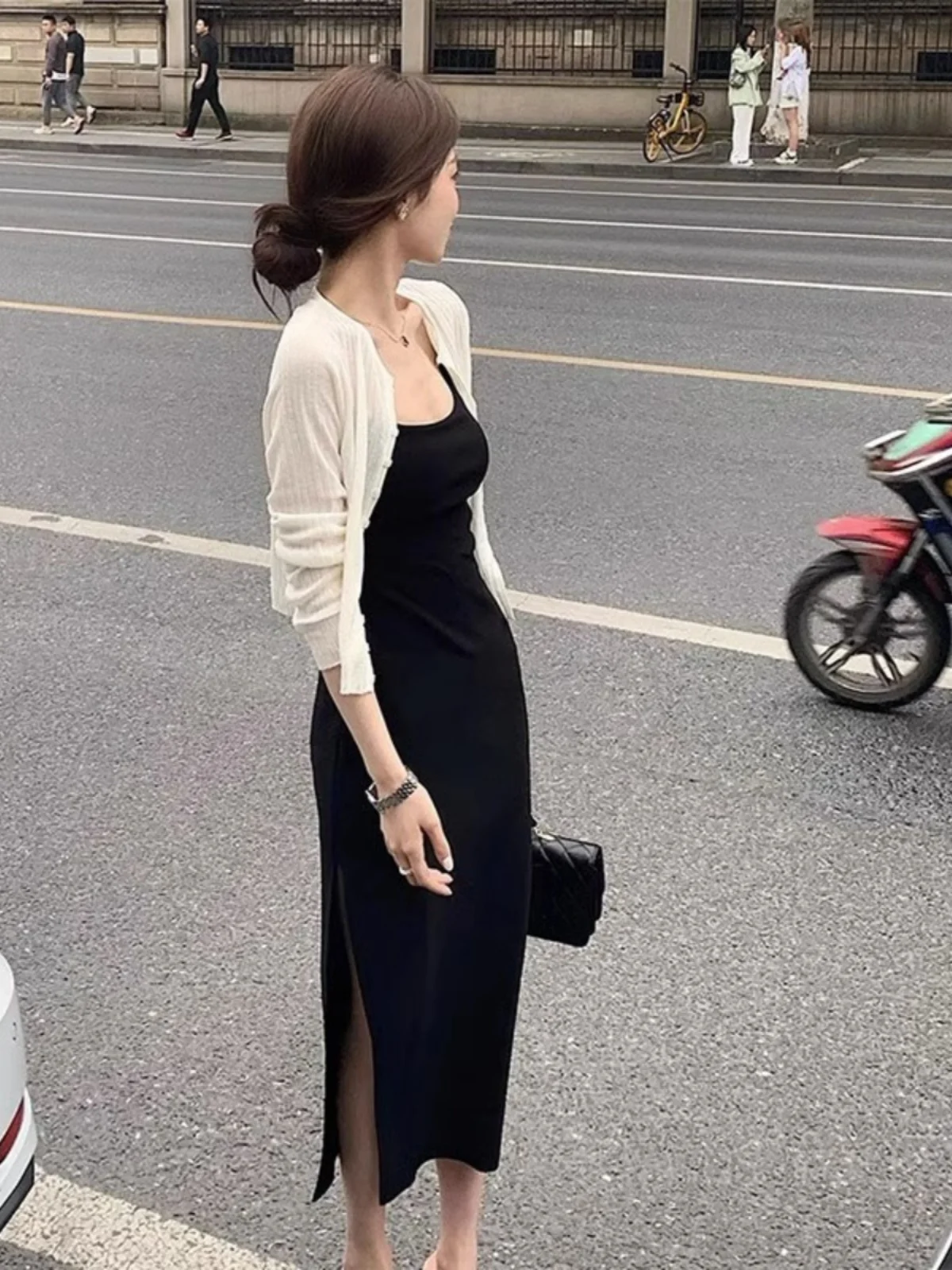 

Sun Protection Light Weight Ice Silk Open Cardigan Women's Shawl with Strap Dress Outer Cover Small Cannon Shoulder Autumn Ou...