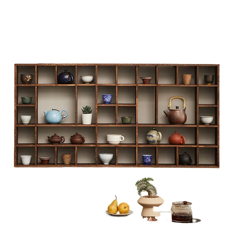 رف عرض جداري لتخزين مجموعة الشاي