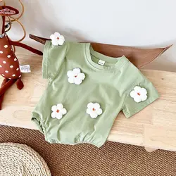 Summer New Newborn Baby Girl Boy Romper 0-18M Cute Jumpsuit Love Cloud Pattern Short Sleeve Soft Infant Clothes