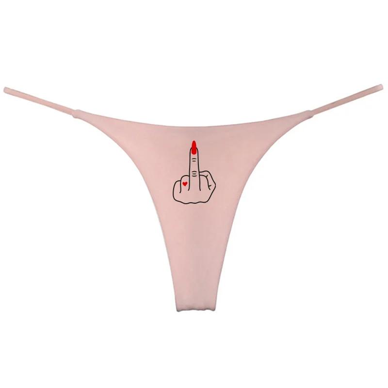 Rude Finger Middle Finger Girl Power Girl Finger Hot Underwear Cotton Thong for Women Seamless Female Panties Gift for Her - Image 6