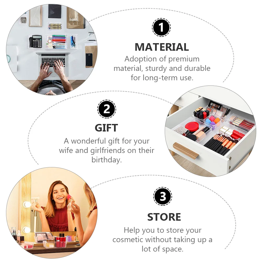 7 Pcs Storage Box Jewelry Cosmetics Organizer Holder Dust-proof Container Make-up Organiser Case Plastic