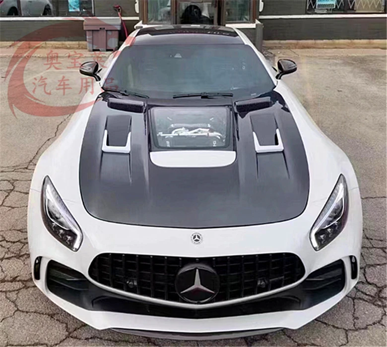 Real Carbon Fiber Transparent Front Bumper Engine Hood Bonnet Vent Cover For Mercedes-Benz AMG GT GTS GTC 2015-2022