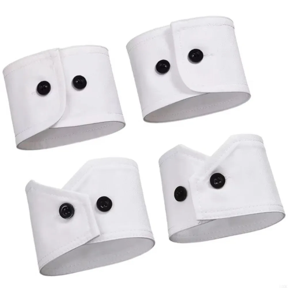 Elegant White Black False Wrist Cuffs Detachable Polyester False Collars Black Button Costume Accessory Shirt False Simple Cuffs