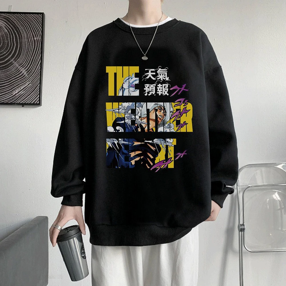 Wetter Bericht Anime Sweatshirts jojos Bizarre Abenteuer Manga Grafik Oversize Männer Pullover Trainingsanzug Frauen Top Winter Kleidung