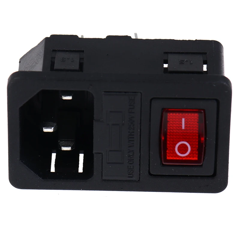 Inlet Male Power Socket With Fuse Switch 10A 250V 3 Pin IEC320 C14 AD