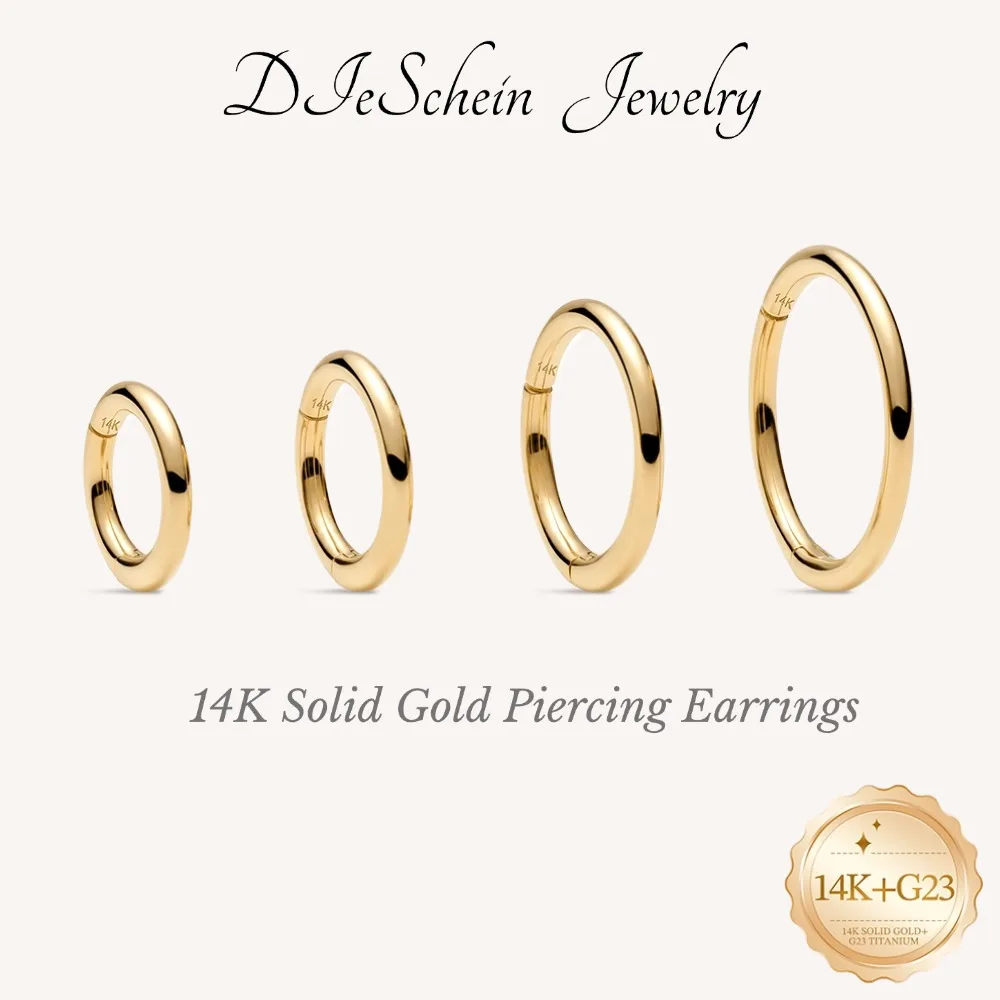 DIeSchein 14K Solid Gold Hoop Earrings Genuine Nickel-Free Mini Tiny Hoops Hypoallergenic Earring for Women Piercing Earring