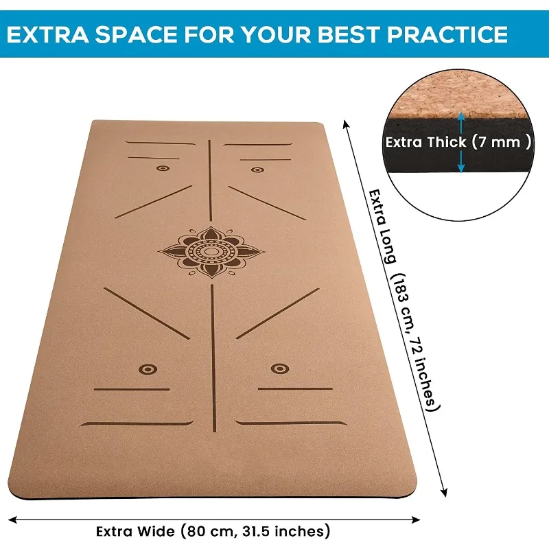 YTYIN Custom Printed Eco-friendly Outdoor Indoor Lightweight Natural Cork 5.5 Mm Non-slip Mat De Yoga Con El Logo