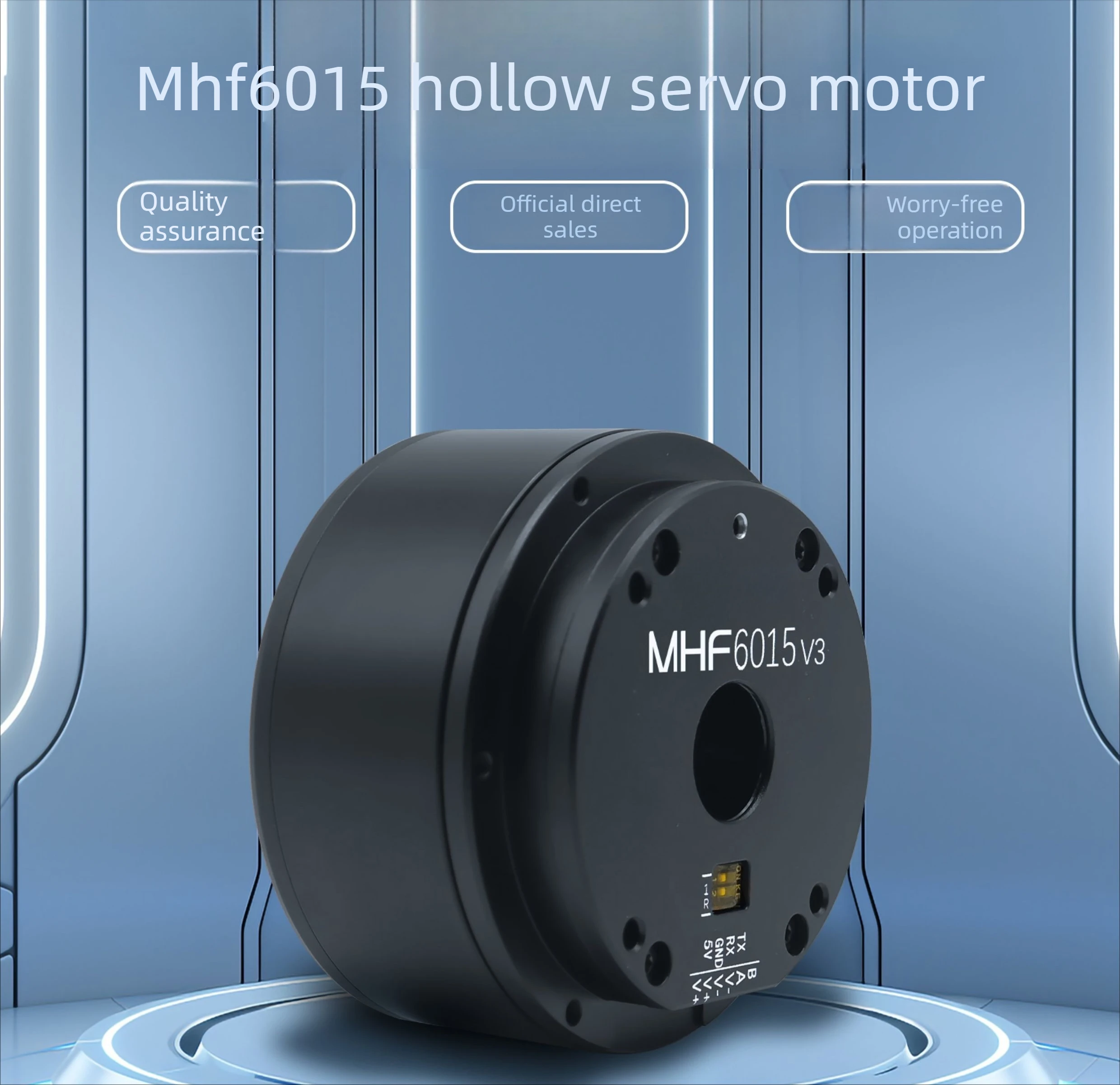 MHF6015 V3 Servo Motor, 19-bit Encoder, Built-in Driver, Hollow Shaft, 0.82Nm Torque, CAN/RS485, for Robot Joint