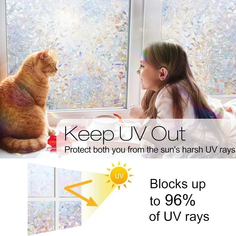 Stained Glass Window Film, Window Privacy Films, Colorful Lattice Window Tint, Rainbow Glass Decals for Home Anti UV 50 x 100 cm