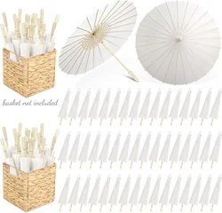 White Paper Parasol for Wedding Photo Cosplay Prop DIY Umbrella for Bridal Baby Shower Party 60cm 80cm 10/15/20/30/50/100Pcs