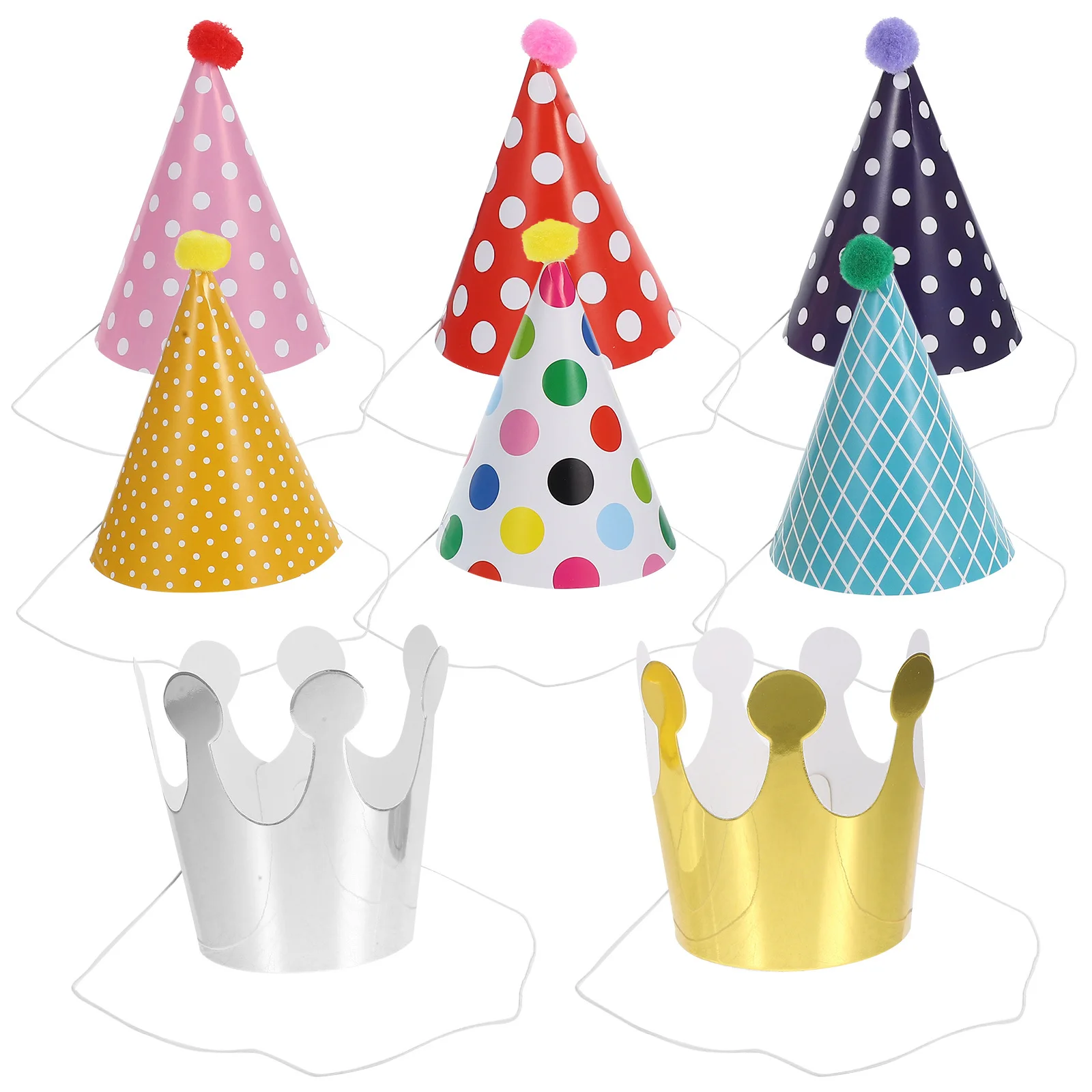 

33Pcs Kids Crown Hats Birthday Party Paper Cone Cap Festival Decoration Graduation Celebration Wearable Secure Fit No Slide Off