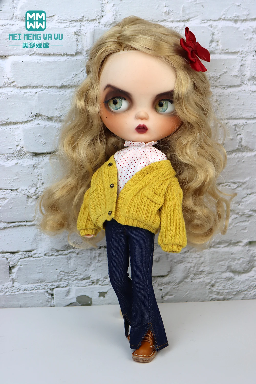 Blyth Clothes Fashion Sweater Jacket Denim Flared Pants Azone OB22 OB24 Girl Toy Gift