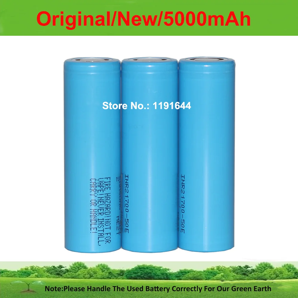 4PCS/LOT Original 3.6V INR21700-50E 21700 5000mAh 10A Discharge Power Tool Battery For Samsung