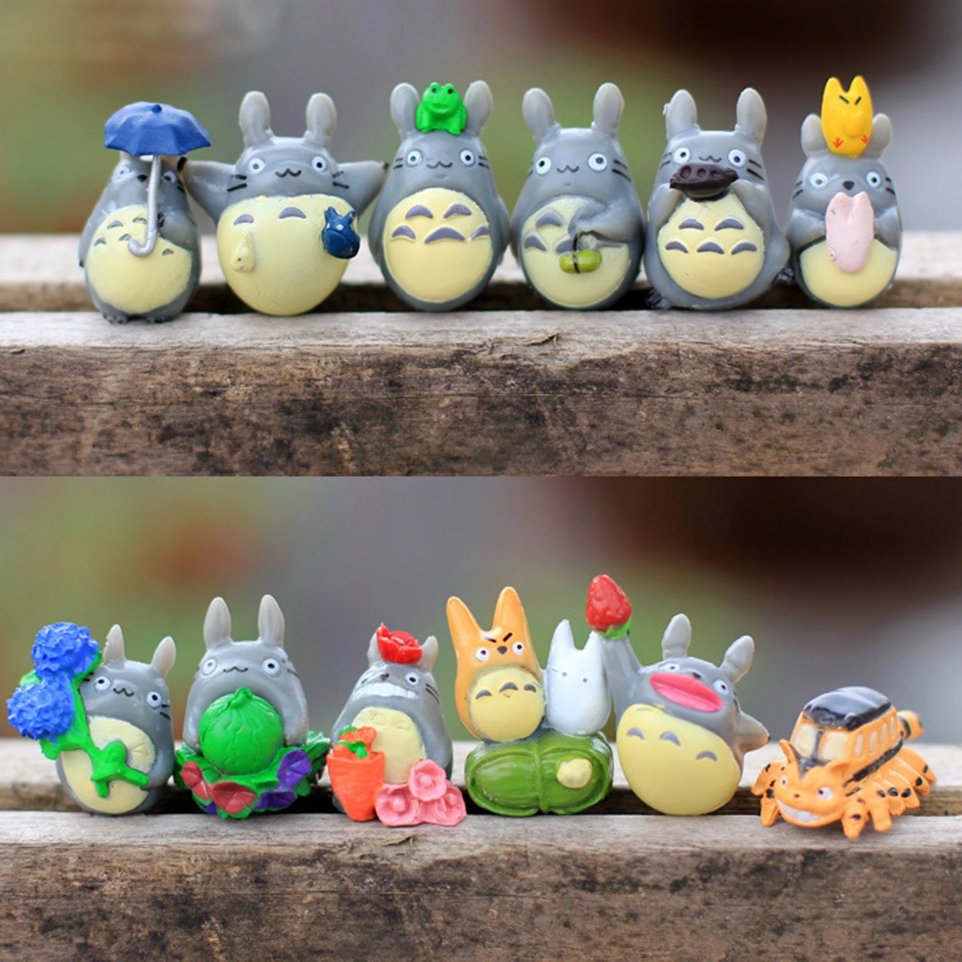 5/12pcs Anime Miyazaki Hayao Series Totoro Figure Mini Statue Cute Micro landscape  decorative ornaments Car ornament Kid Gifts