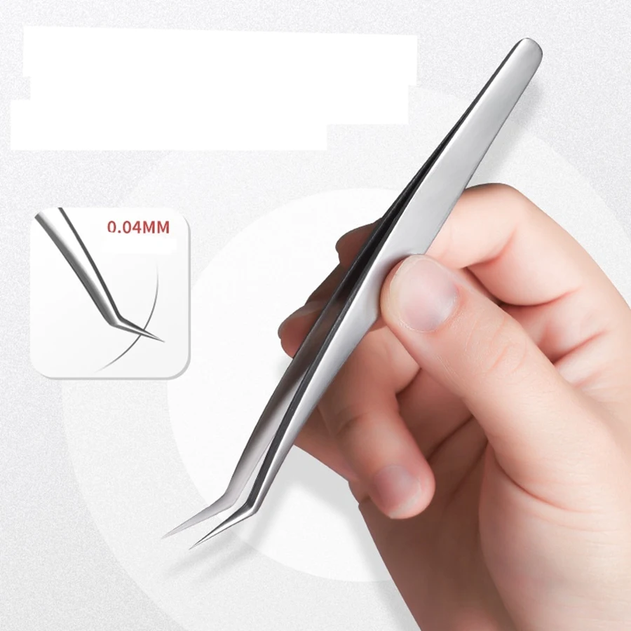 7pcs High Precision Stainless Steel Eyelash Extension Tweezers - Straight Or Curved Tip For Perfect Application - Ideal For Make