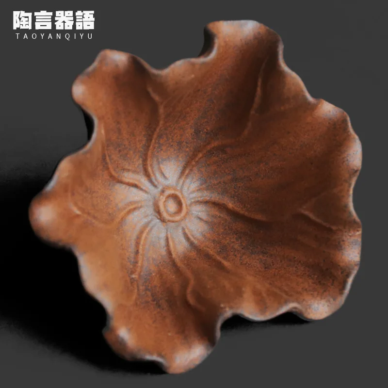 CX retro coarse pottery old rock mud lotus leaf owner small teacup Chinese zen single cup