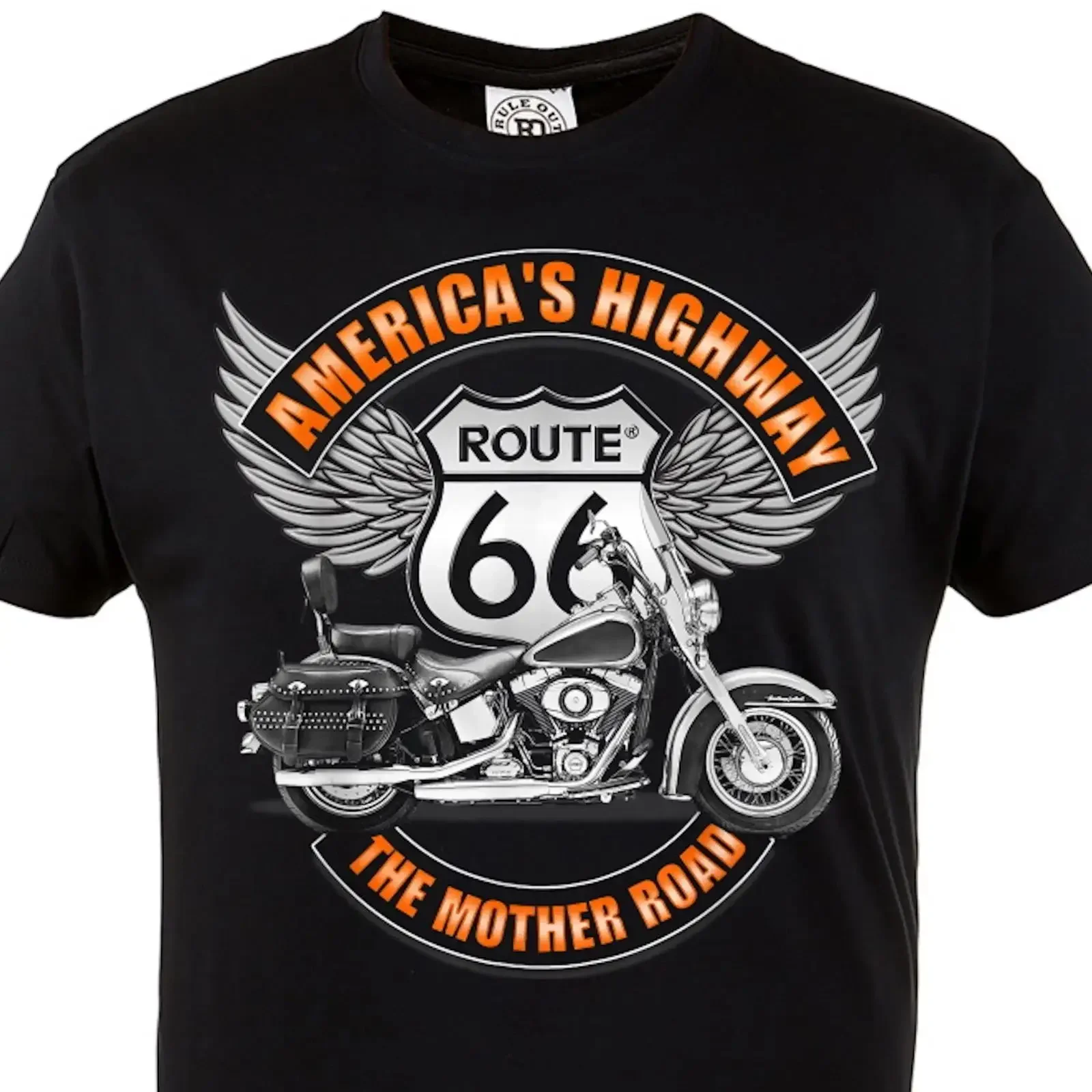 Herren T Shirt Motorrad Route 66 Biker USA Geschenk Vintage Baumwolle vintage Washed streetwear Breathable Unisex