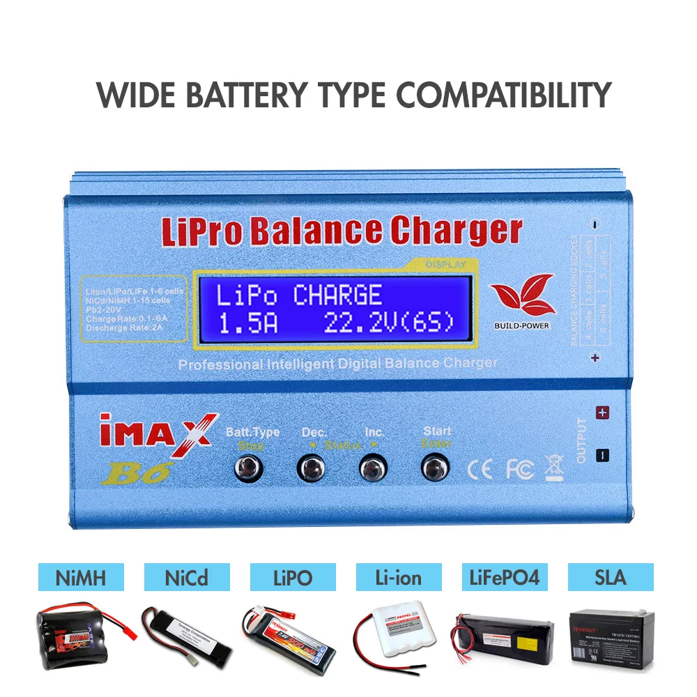 80W IMAXB6 Digital RC Lipo NiMh Battery Balance Charger AC Power 12V 5A Adapter Li-Fe/Li-lon/Ni-Cd/PB Battery Charger for Rc Car