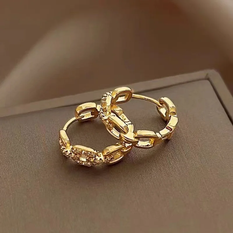 

18K gold ring buckle earrings for women, simple temperament earrings, AU750 gold earrings, jewelry gifts wholesale