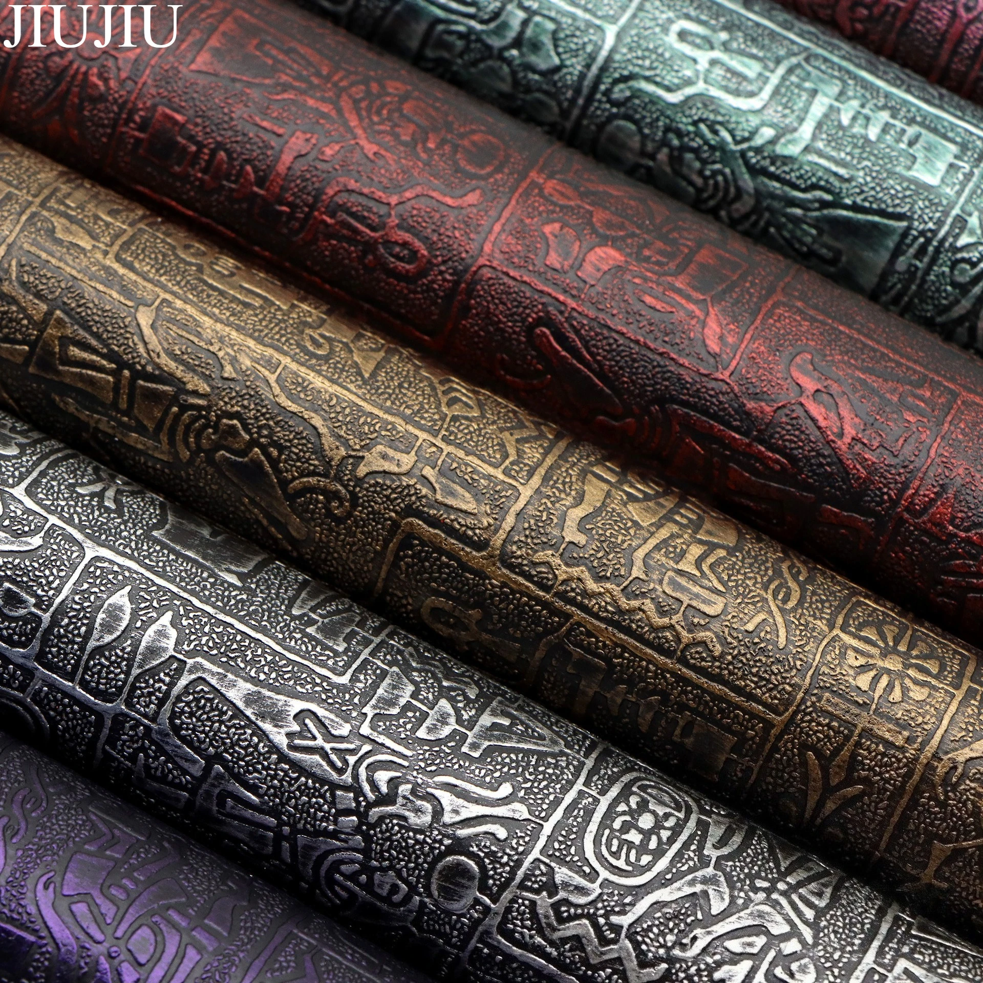 

3D Retro Pearl Embossed Egyptian Pattern PVC Artificial Leather Wall Tissue Hard Pack Box Car AB Pillar Decorative Leather DIY