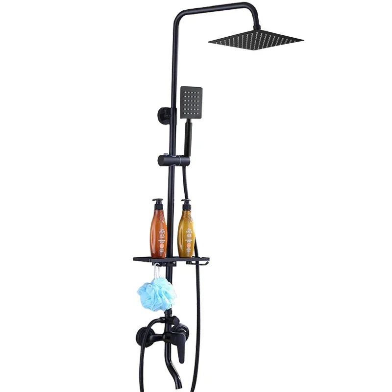 Black Bathroom Shower Home Set Copper Faucet Wall Mounted Bath Head