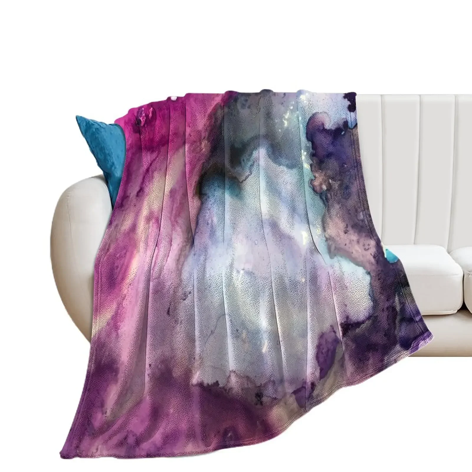 Purple Fusion - Mixed Media Painting Throw Blanket Designers Cute Extra Large Throw manga Blankets