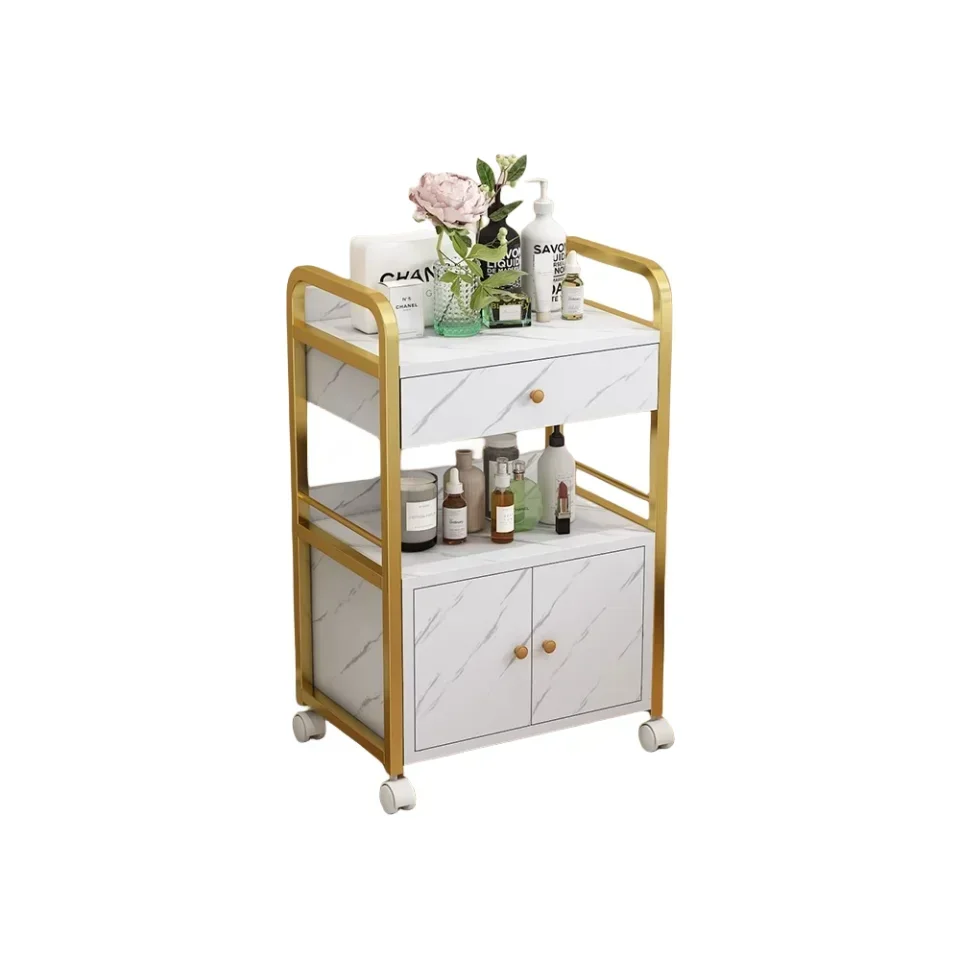 French Style Storable Simplicity Trolley Originality Barber Shop Multifunctional Trolley Modern Furniture Skjuta En Vagn HBSC