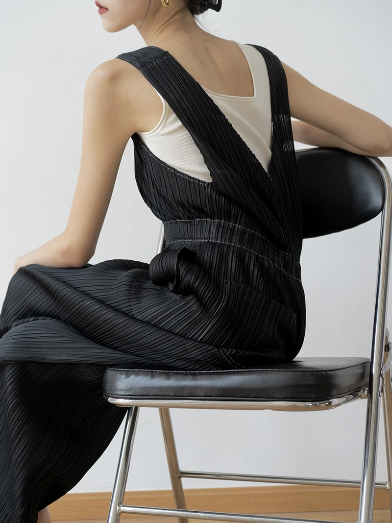 

Blue Y Denim Look Ba V Folded Straight High Waist Strap Pants matic Cold Tone Slimming Long Pants Commute Sle