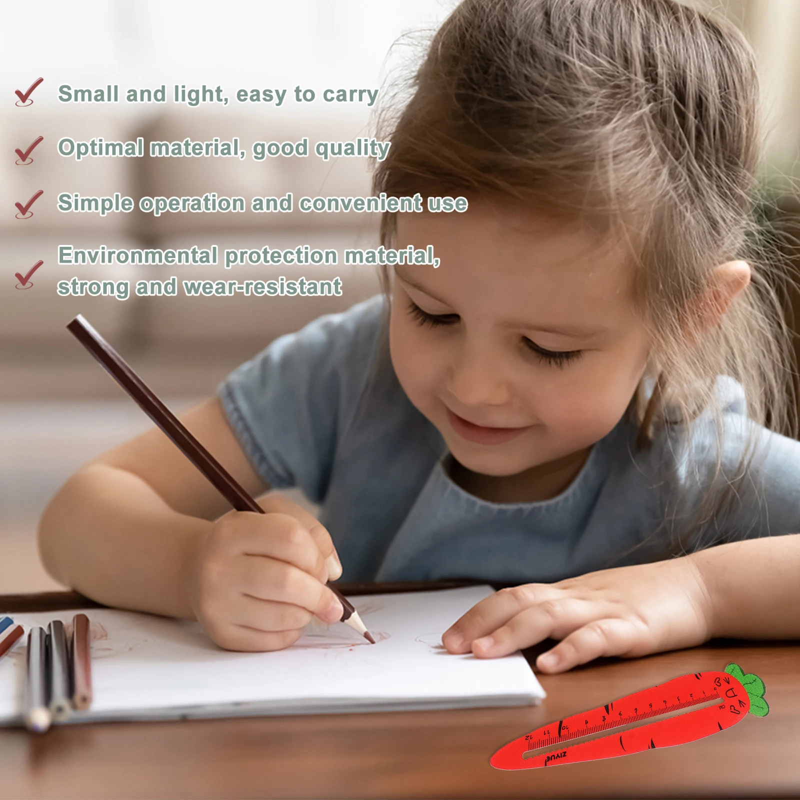 

3 Pcs Carrot Ruler Drawing Students Metric System Stationery Wooden Rulers