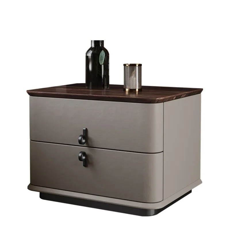 

Italian minimalist bedside table large flat modern master bedroom North American black walnut bedside table 2024 new cabinet