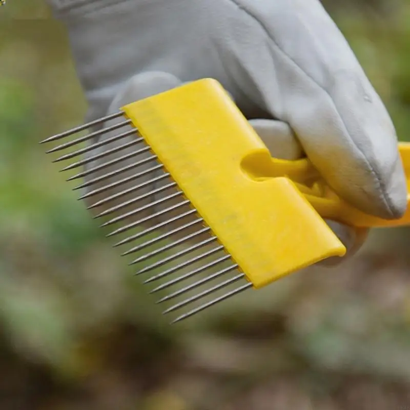H8WB Portable Beekeeping Uncapping Fork 18 Stainless Steel Teeth Comfortable Plastic Handle